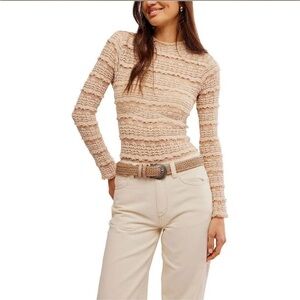 NEW FREE PEOPLE angelina bodysuit in tea beige Small